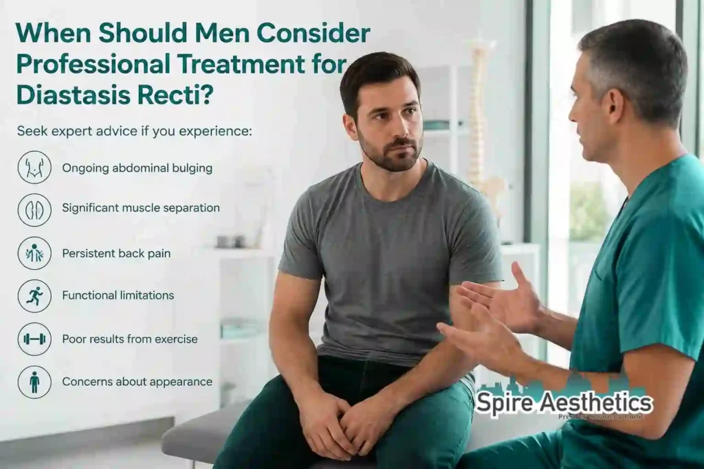 When Should Men Consider Professional Treatment for Diastasis Recti Drumbrae?